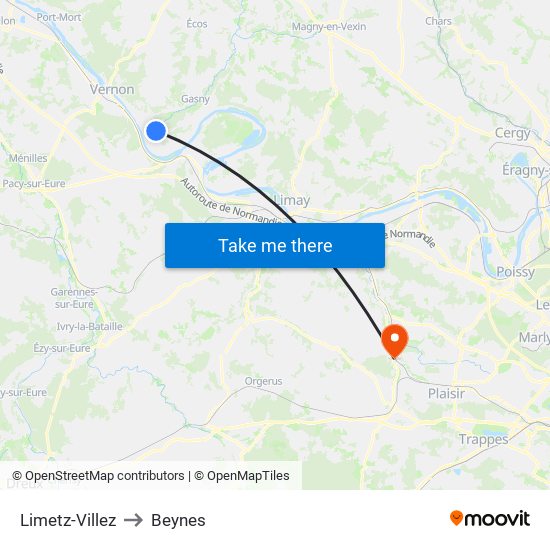 Limetz-Villez to Beynes map