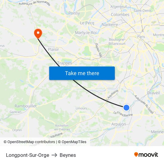 Longpont-Sur-Orge to Beynes map