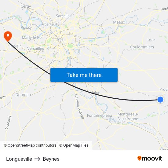 Longueville to Beynes map