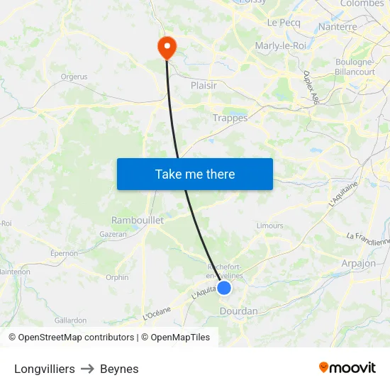 Longvilliers to Beynes map