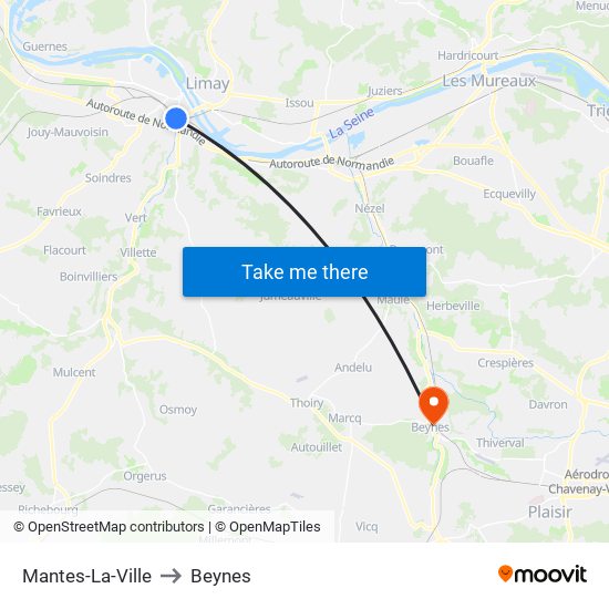 Mantes-La-Ville to Beynes map