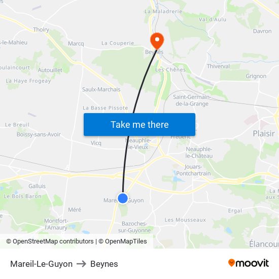 Mareil-Le-Guyon to Beynes map