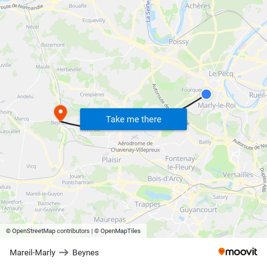 Mareil-Marly to Beynes map