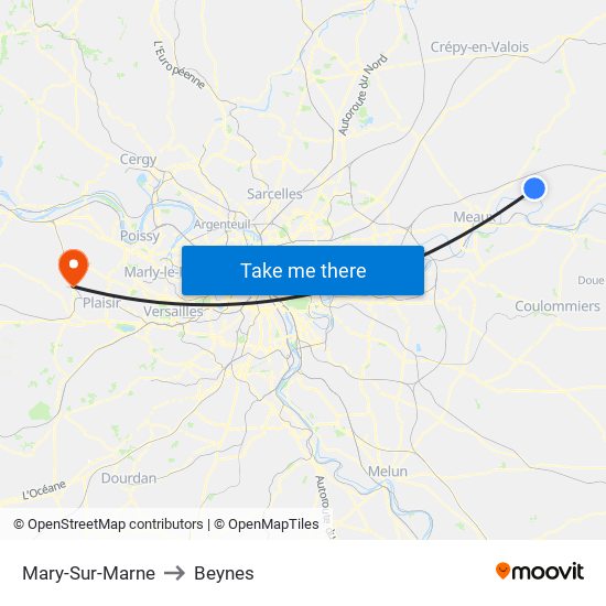 Mary-Sur-Marne to Beynes map