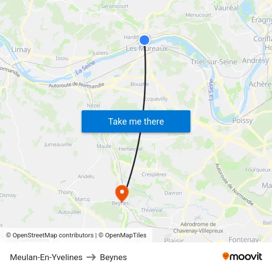 Meulan-En-Yvelines to Beynes map