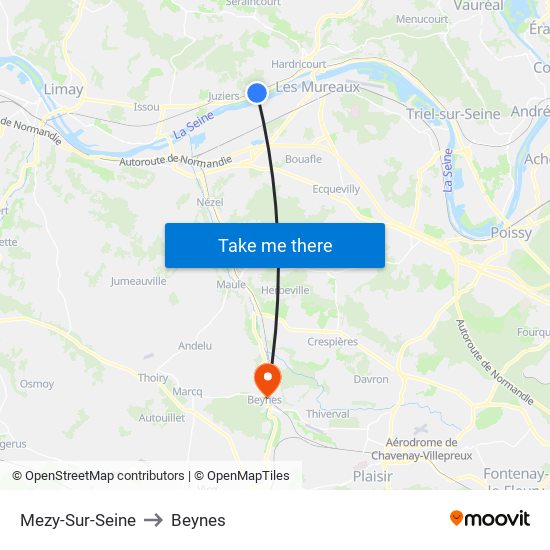 Mezy-Sur-Seine to Beynes map