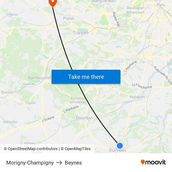 Morigny-Champigny to Beynes map