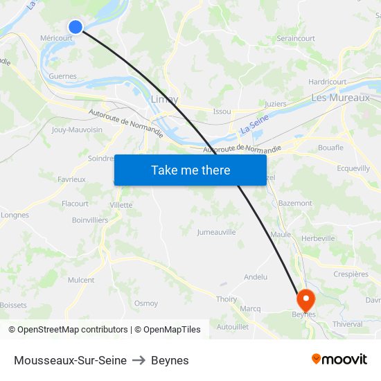 Mousseaux-Sur-Seine to Beynes map
