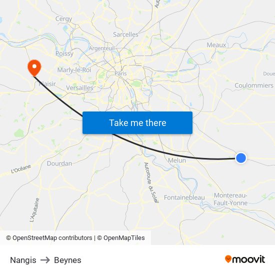 Nangis to Beynes map