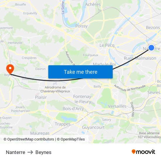 Nanterre to Beynes map