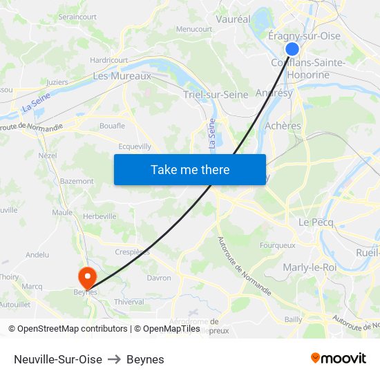 Neuville-Sur-Oise to Beynes map
