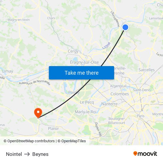 Nointel to Beynes map
