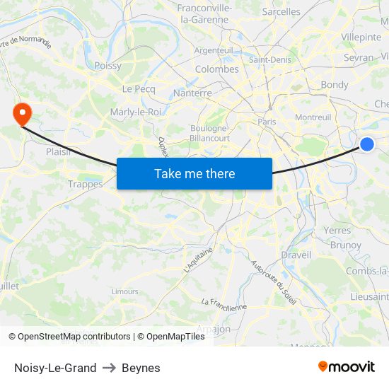 Noisy-Le-Grand to Beynes map