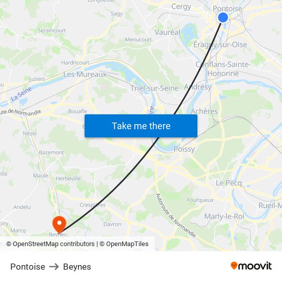 Pontoise to Beynes map