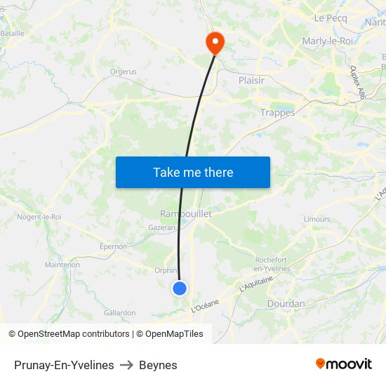 Prunay-En-Yvelines to Beynes map