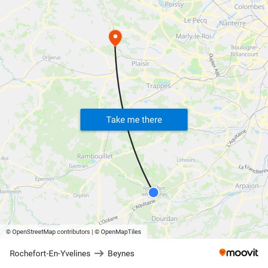 Rochefort-En-Yvelines to Beynes map