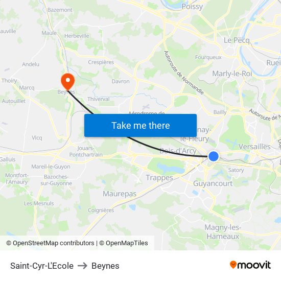 Saint-Cyr-L'Ecole to Beynes map