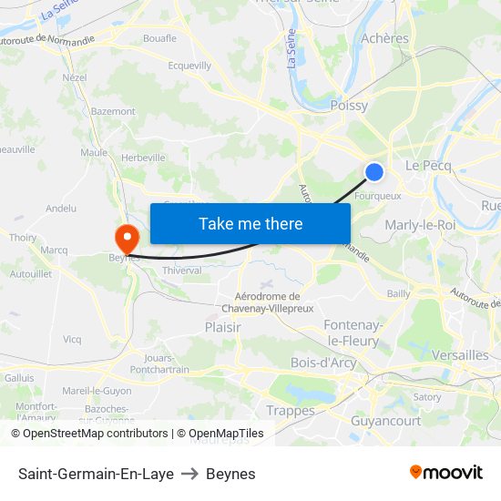 Saint-Germain-En-Laye to Beynes map