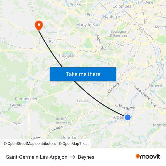 Saint-Germain-Les-Arpajon to Beynes map