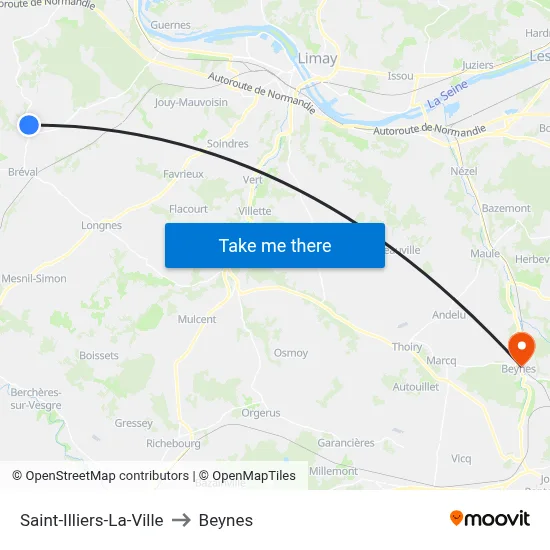 Saint-Illiers-La-Ville to Beynes map
