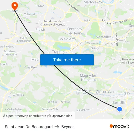 Saint-Jean-De-Beauregard to Beynes map
