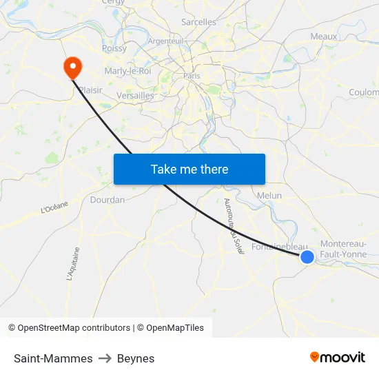 Saint-Mammes to Beynes map