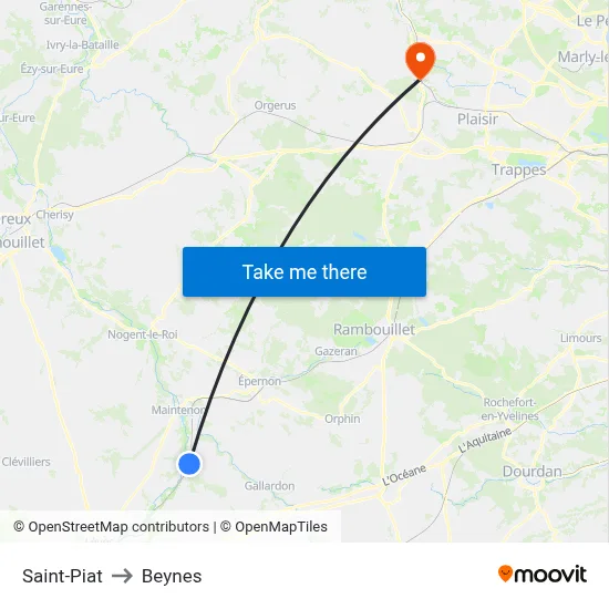 Saint-Piat to Beynes map