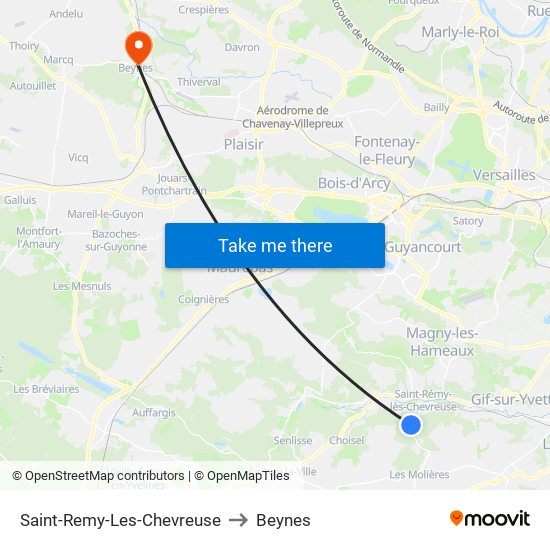 Saint-Remy-Les-Chevreuse to Beynes map