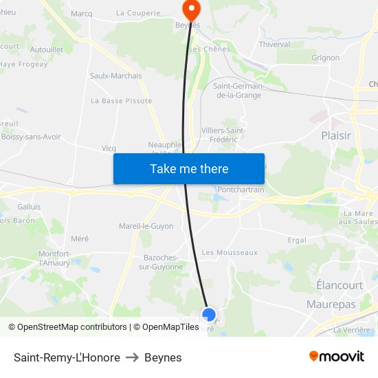 Saint-Remy-L'Honore to Beynes map