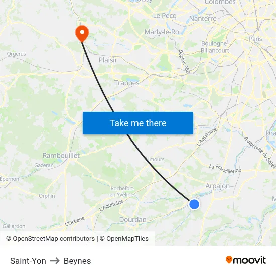 Saint-Yon to Beynes map