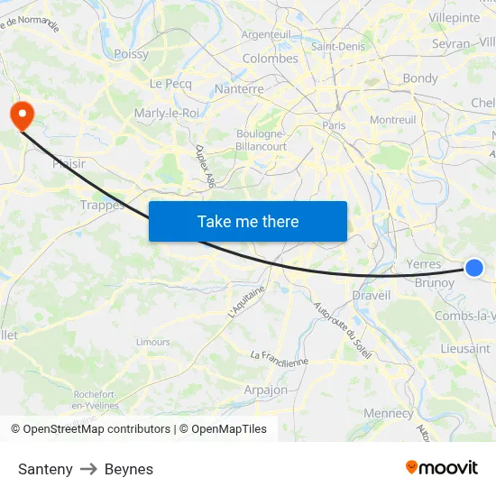 Santeny to Beynes map