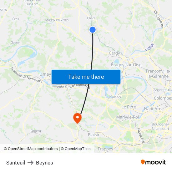 Santeuil to Beynes map