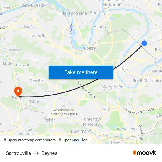 Sartrouville to Beynes map