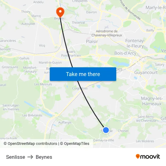 Senlisse to Beynes map