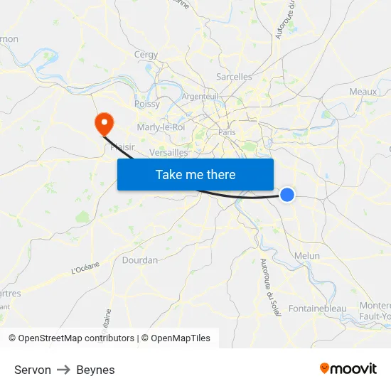Servon to Beynes map