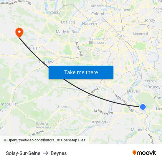 Soisy-Sur-Seine to Beynes map