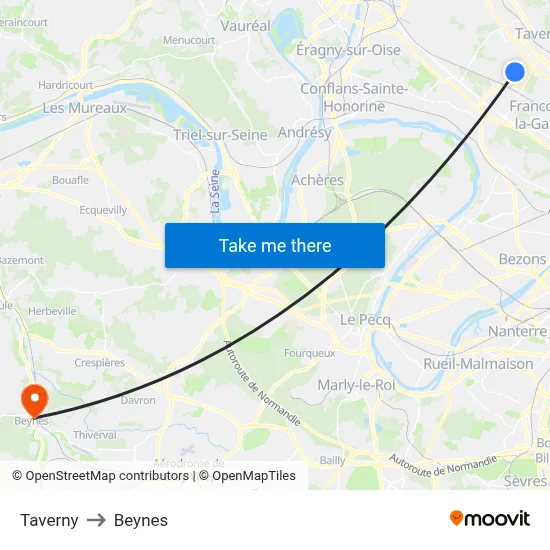 Taverny to Beynes map