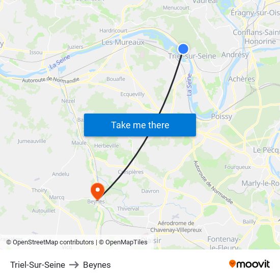 Triel-Sur-Seine to Beynes map