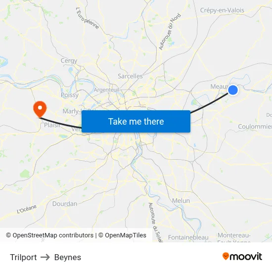 Trilport to Beynes map