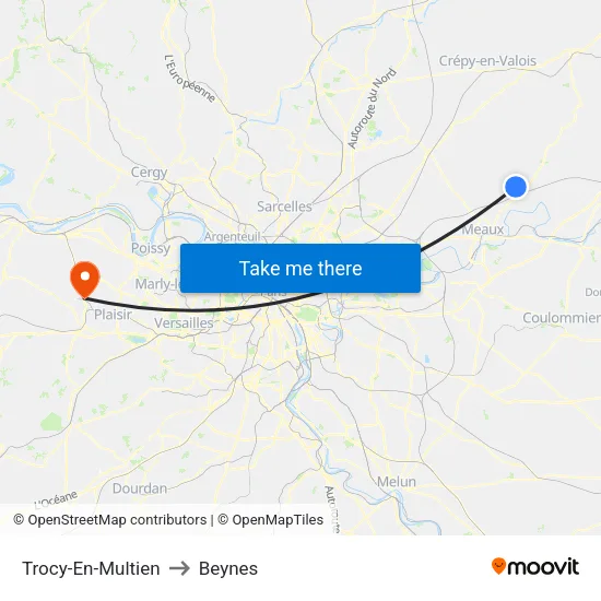 Trocy-En-Multien to Beynes map