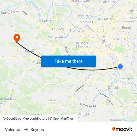 Valenton to Beynes map