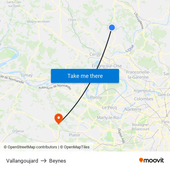 Vallangoujard to Beynes map