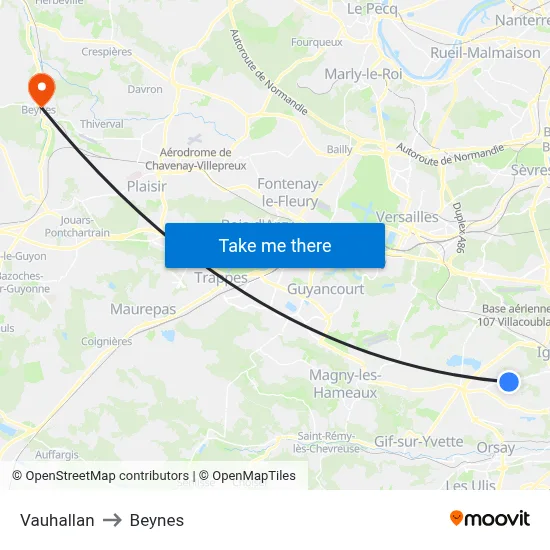 Vauhallan to Beynes map