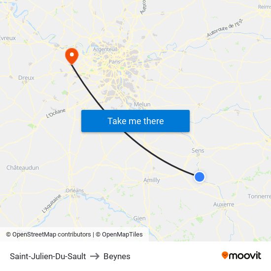 Saint-Julien-Du-Sault to Beynes map