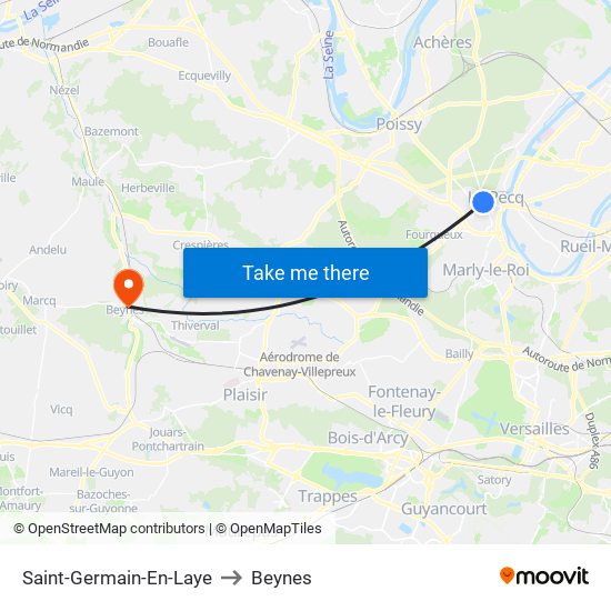 Saint-Germain-En-Laye to Beynes map