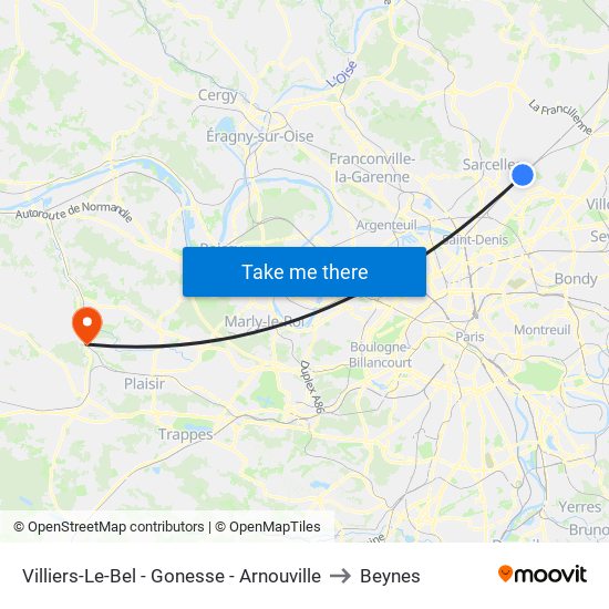 Villiers-Le-Bel - Gonesse - Arnouville to Beynes map