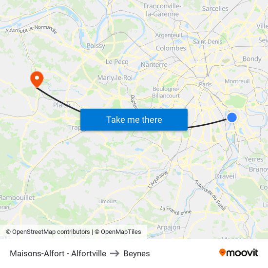 Maisons-Alfort - Alfortville to Beynes map