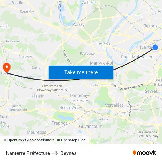 Nanterre Préfecture to Beynes map