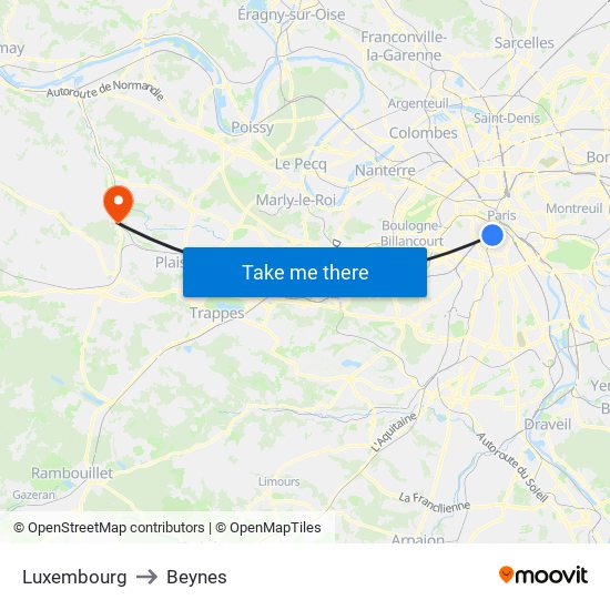 Luxembourg to Beynes map