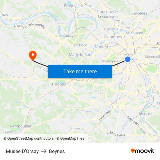 Musée D'Orsay to Beynes map